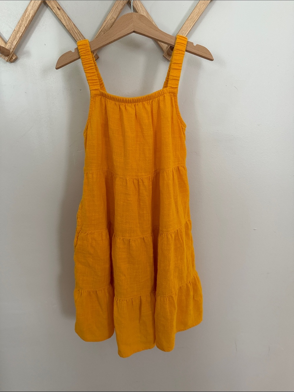Cat & Jack Girls Mustard Tiered Cotton Sundress Size S 6/7 Boho